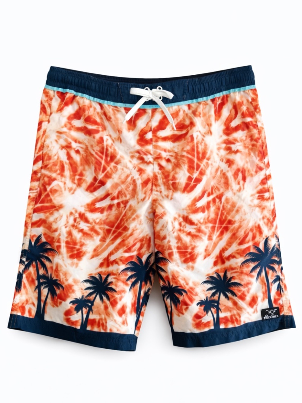 4/$20➡️ Big Chill Orange Tie-Dye Swim Trunks w Navy Palm Tree Design – Size XL